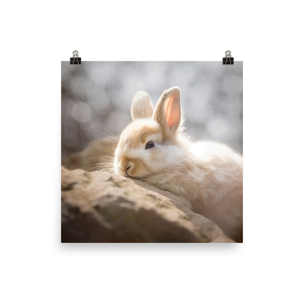Himalayan Bunny in a Cozy Setting Photo paper poster - PosterfyAI.com