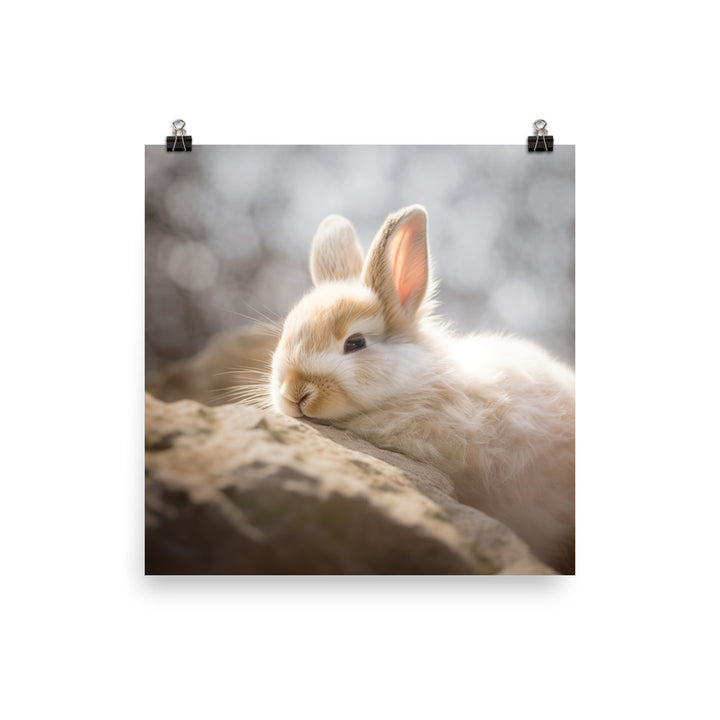Himalayan Bunny in a Cozy Setting Photo paper poster - PosterfyAI.com