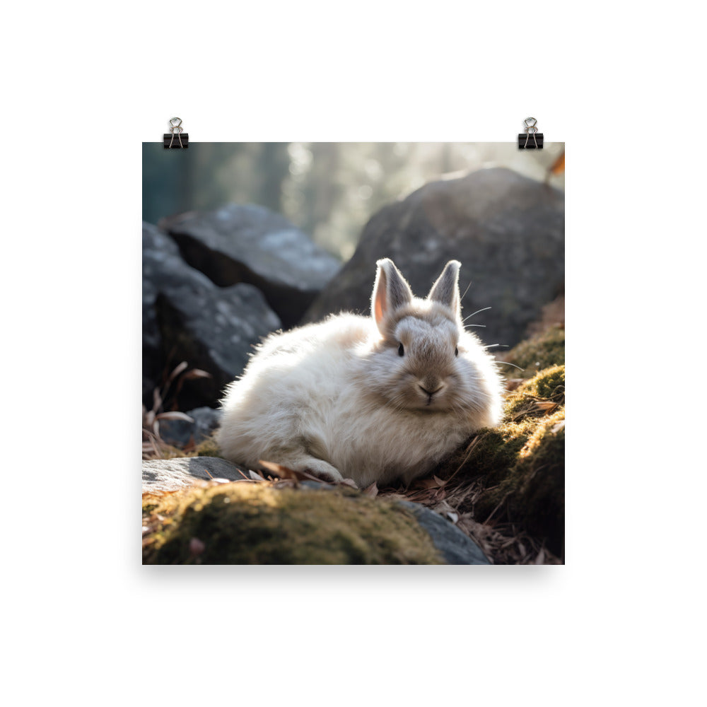 Himalayan Bunny in a Cozy Setting Photo paper poster - PosterfyAI.com