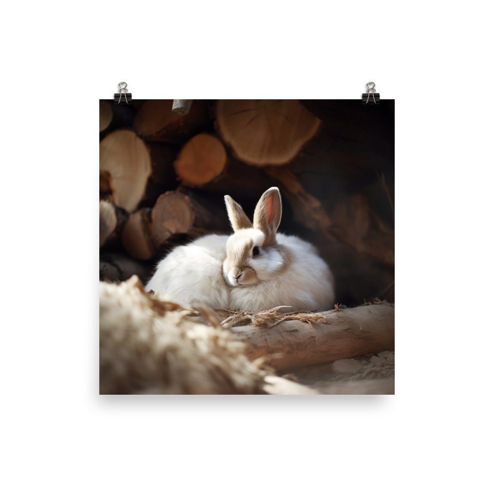 Himalayan Bunny in a Cozy Setting Photo paper poster - PosterfyAI.com