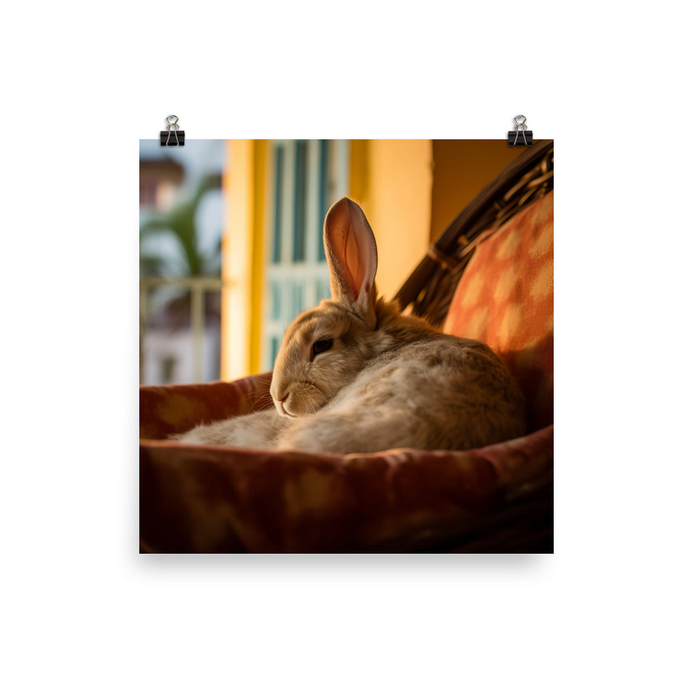 Havana Bunny in a Cozy Setting Photo paper poster - PosterfyAI.com