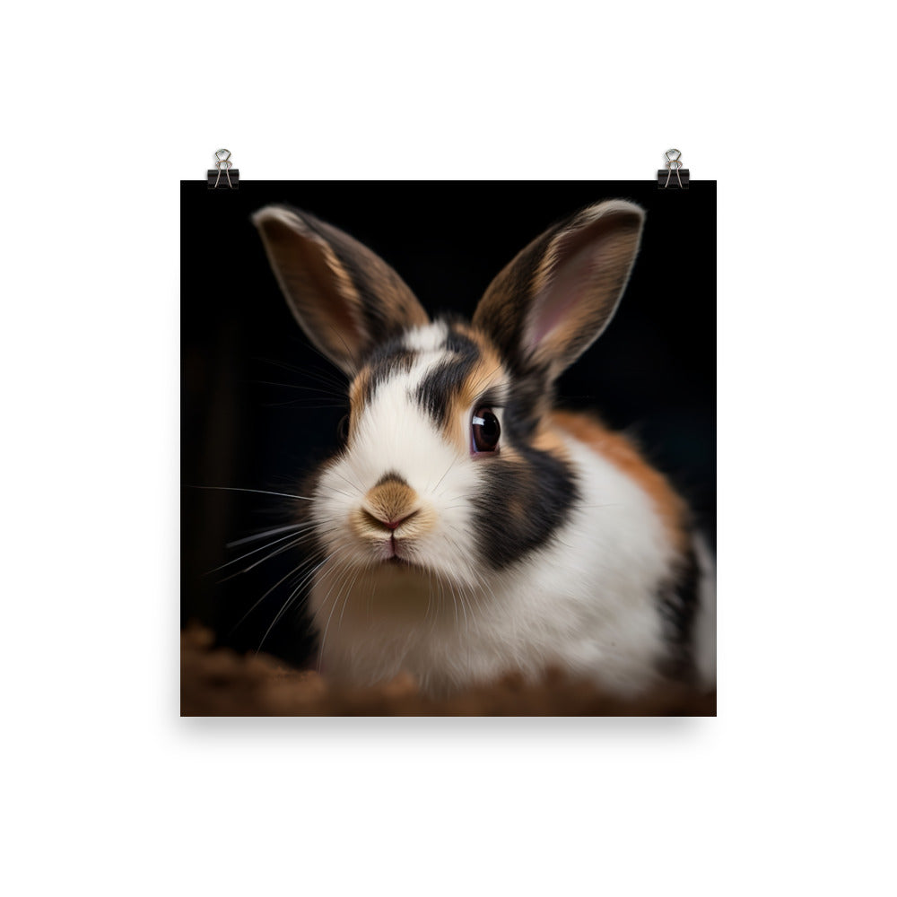 Adorable Harlequin Bunny Photo paper poster - PosterfyAI.com