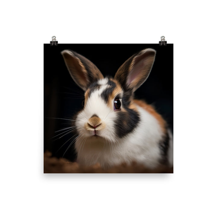 Adorable Harlequin Bunny Photo paper poster - PosterfyAI.com