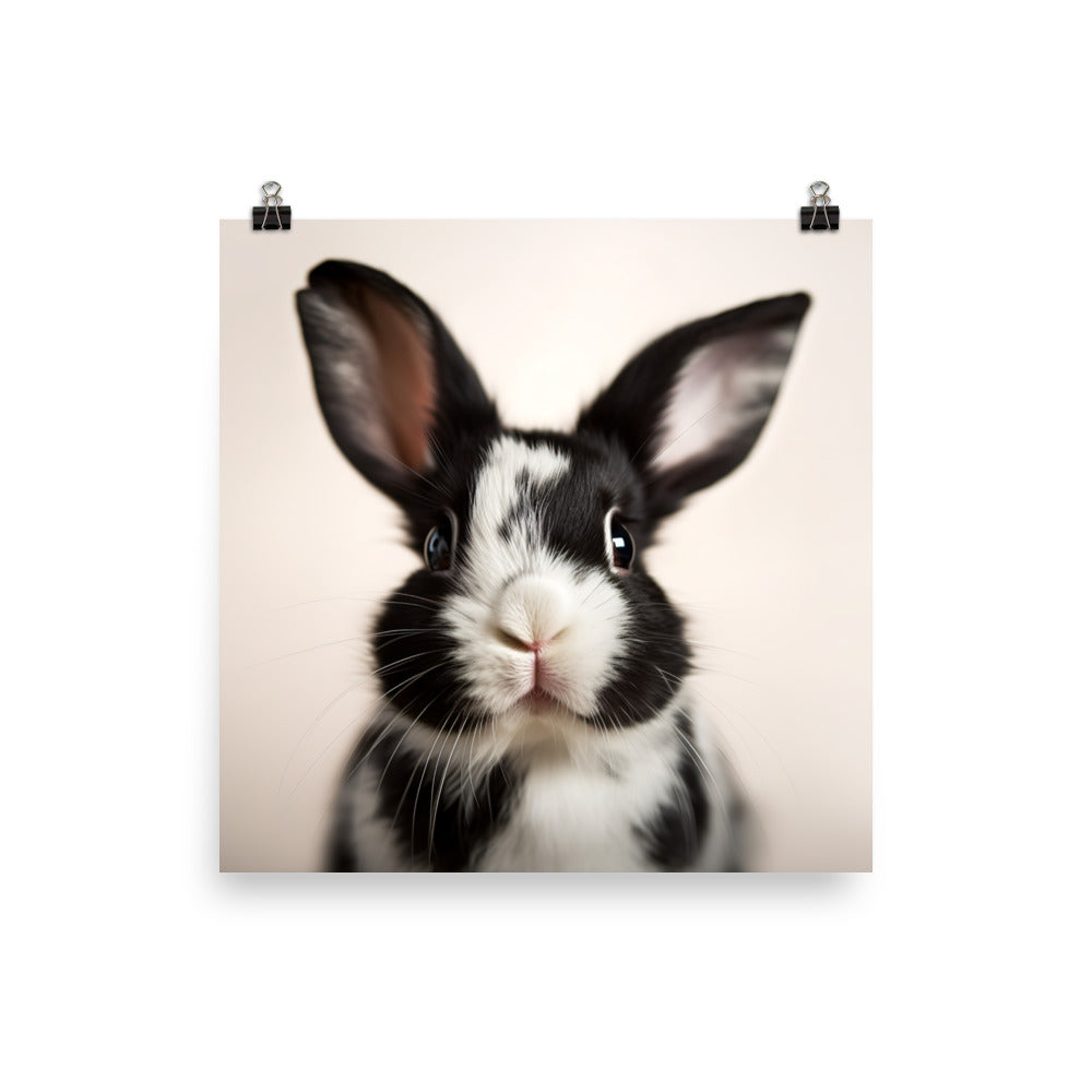 Adorable Harlequin Bunny Photo paper poster - PosterfyAI.com