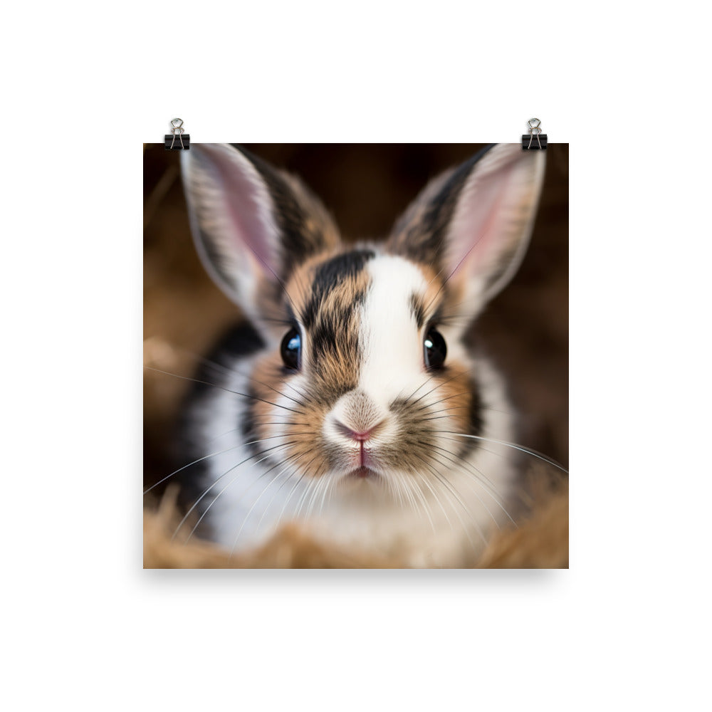 Adorable Harlequin Bunny Photo paper poster - PosterfyAI.com
