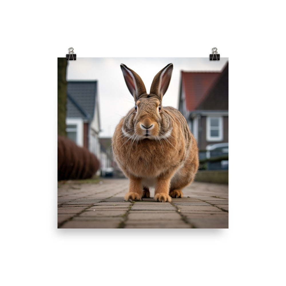 Flemish Giant Bunny with a Majestic Stance Photo paper poster - PosterfyAI.com