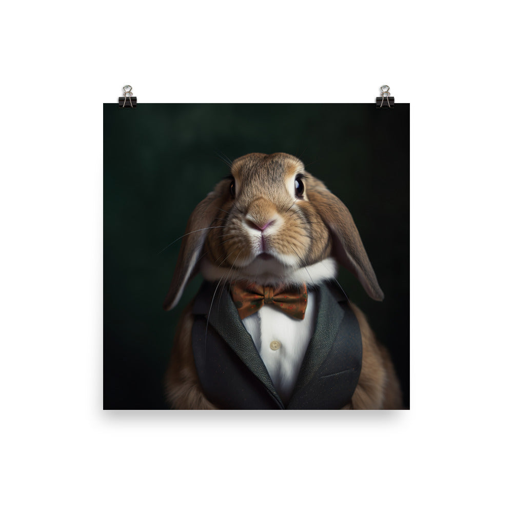 English Lop Bunny with a Stylish Pose Photo paper poster - PosterfyAI.com
