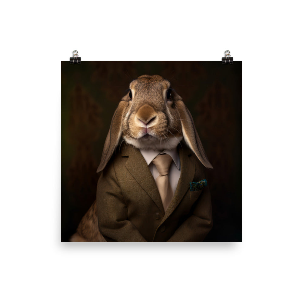 English Lop Bunny with a Stylish Pose Photo paper poster - PosterfyAI.com