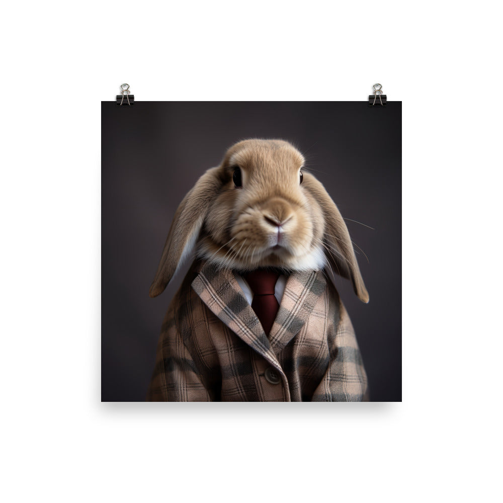 English Lop Bunny with a Stylish Pose Photo paper poster - PosterfyAI.com