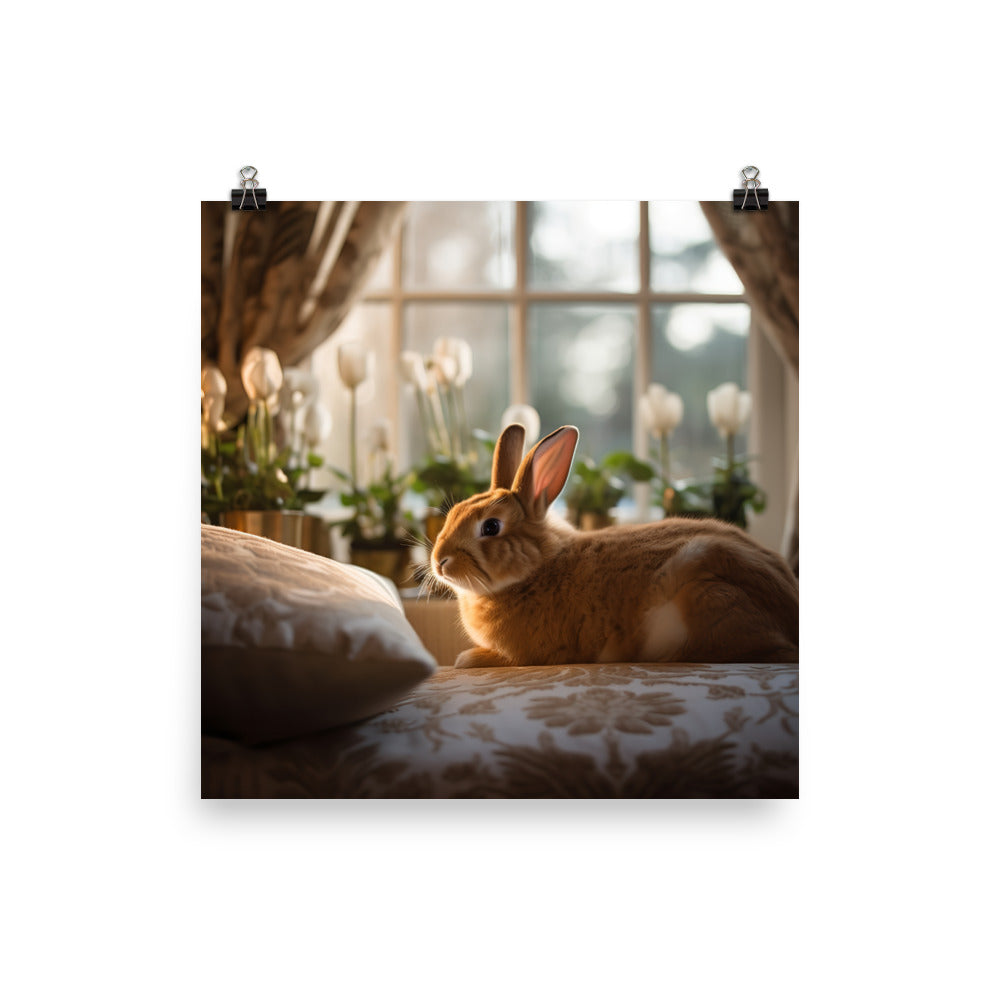 Dutch Bunny in a Cozy Setting Photo paper poster - PosterfyAI.com