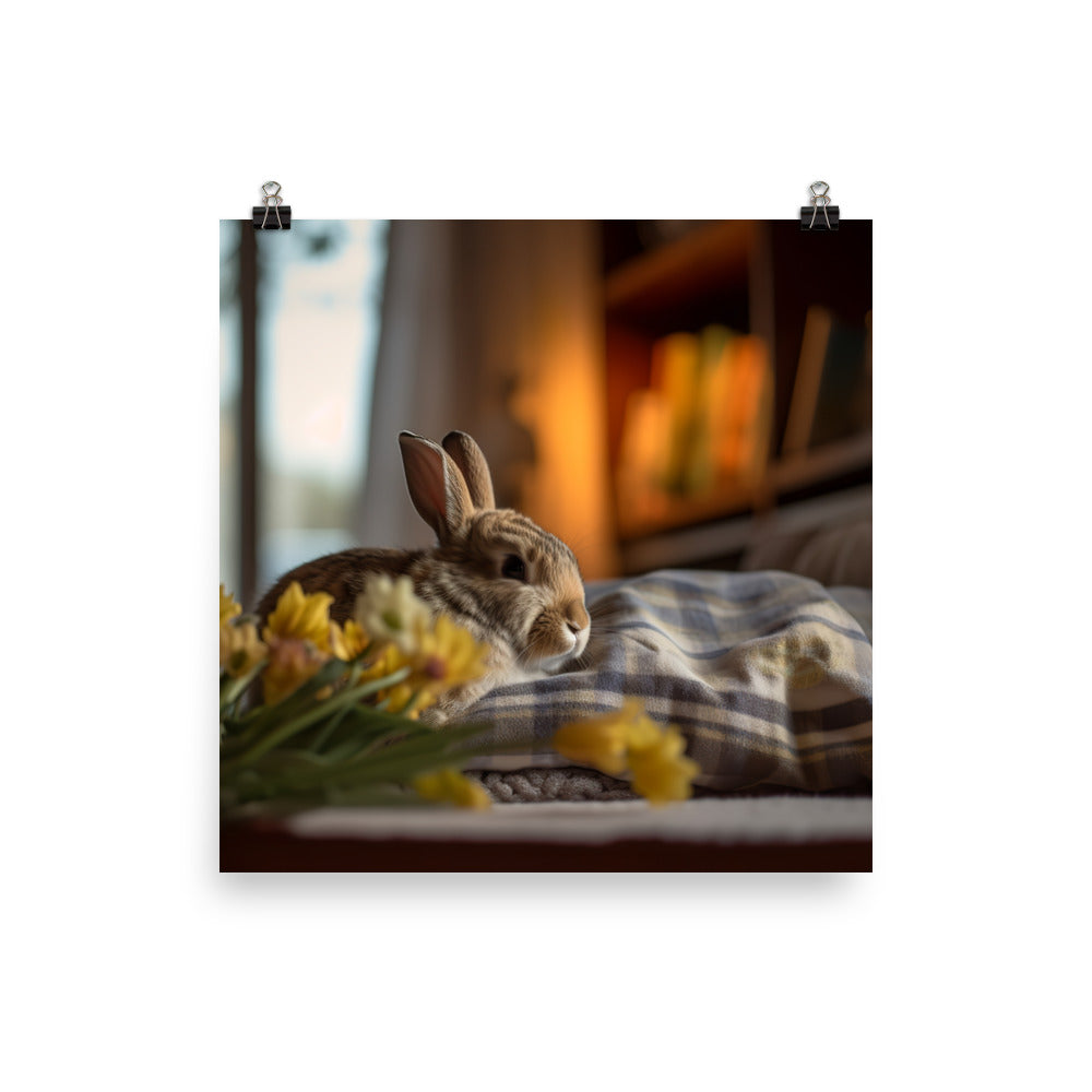 Dutch Bunny in a Cozy Setting Photo paper poster - PosterfyAI.com