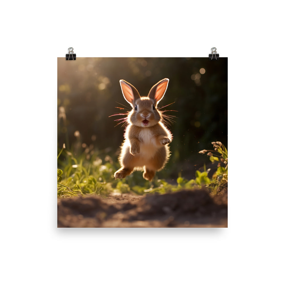 Dutch Bunny Enjoying a Playful Hop Photo paper poster - PosterfyAI.com