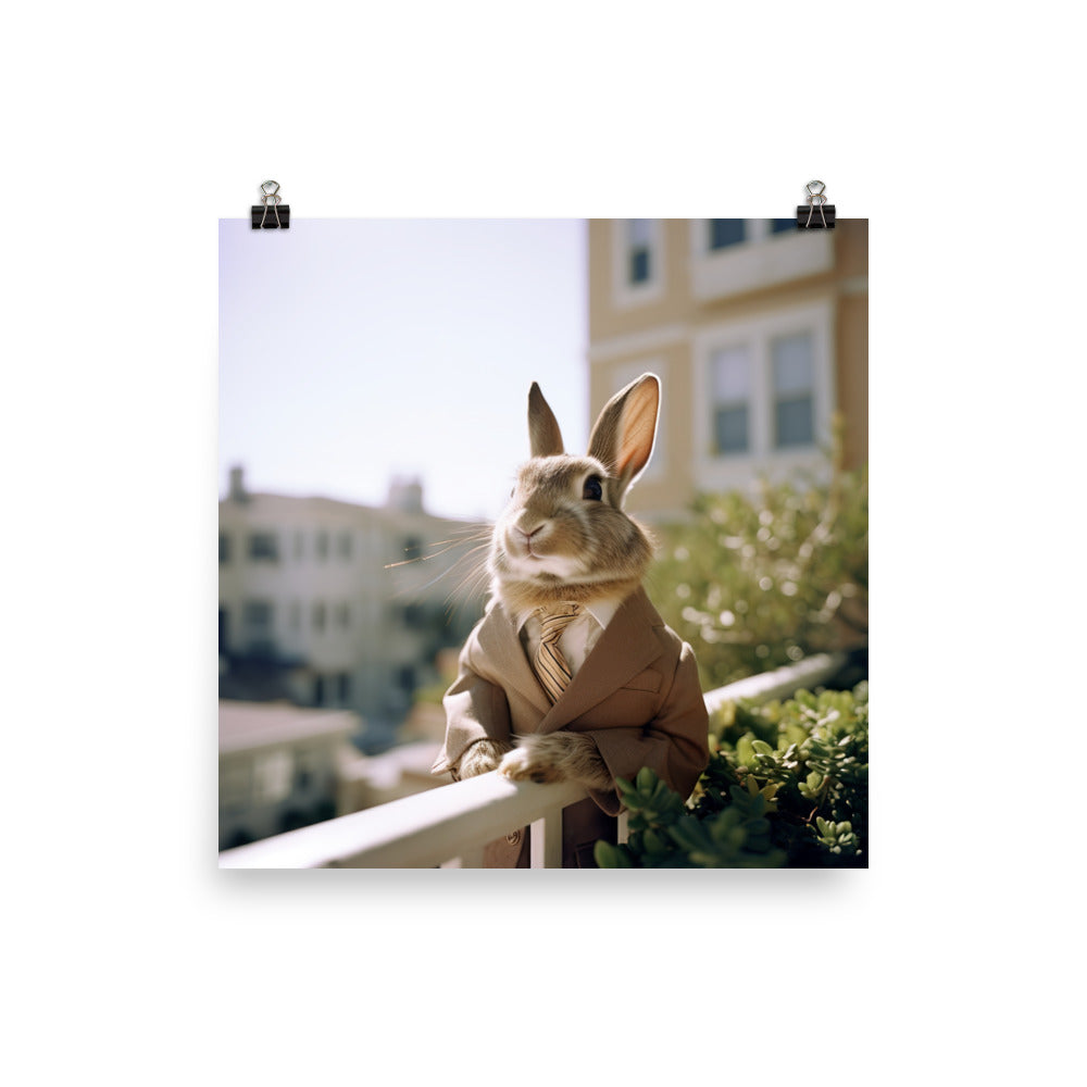 Californian Bunny with a Stylish Pose Photo paper poster - PosterfyAI.com