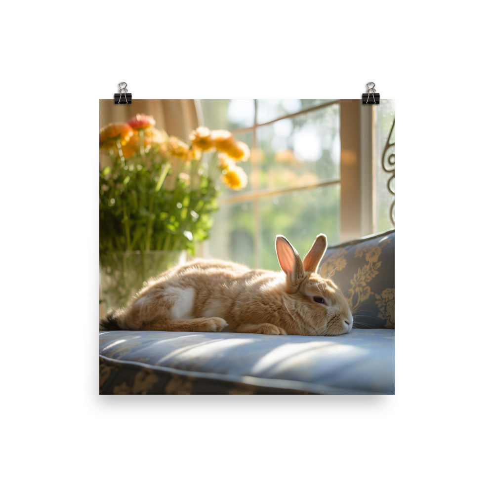 Californian Bunny in a Cozy Setting Photo paper poster - PosterfyAI.com