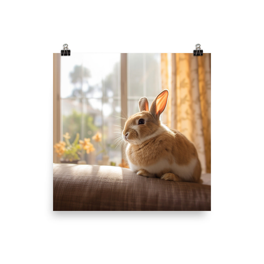 Californian Bunny in a Cozy Setting Photo paper poster - PosterfyAI.com