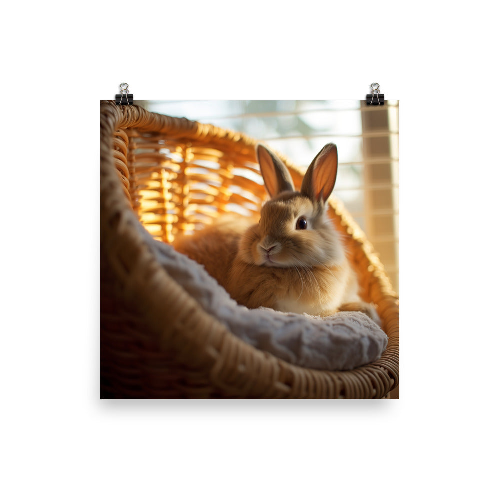 Californian Bunny in a Cozy Setting Photo paper poster - PosterfyAI.com