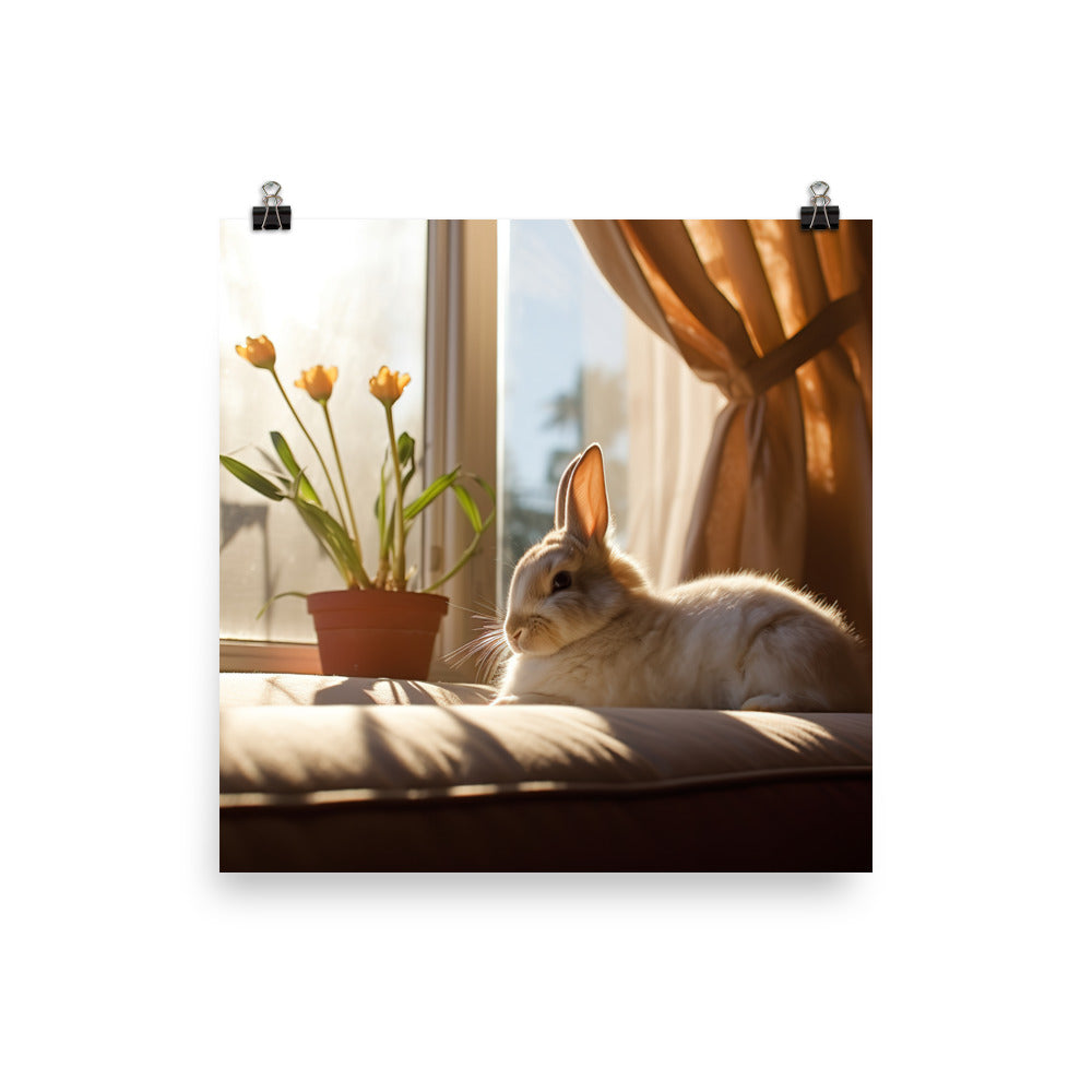 Californian Bunny in a Cozy Setting Photo paper poster - PosterfyAI.com