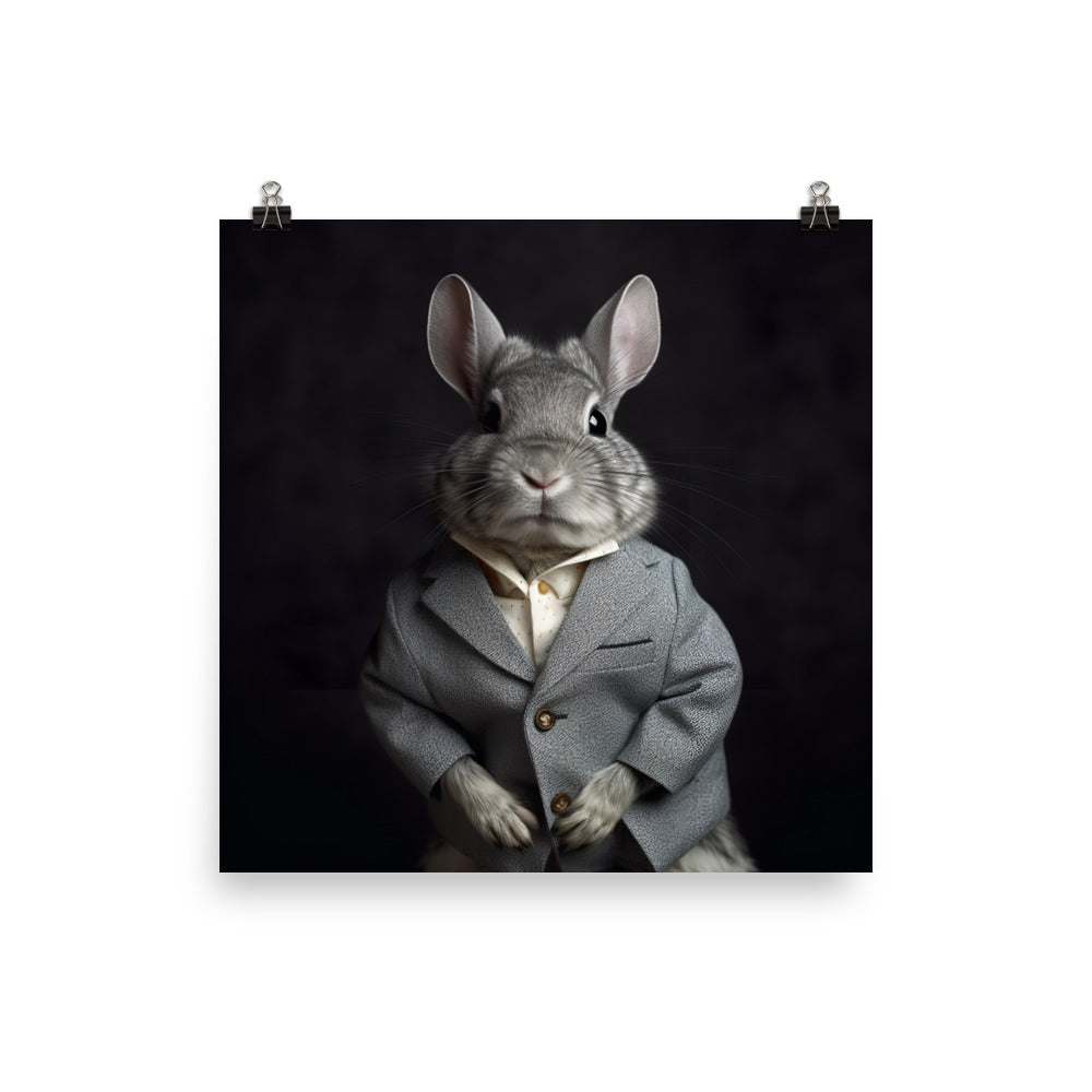 Chinchilla Bunny with a Stylish Pose Photo paper poster - PosterfyAI.com