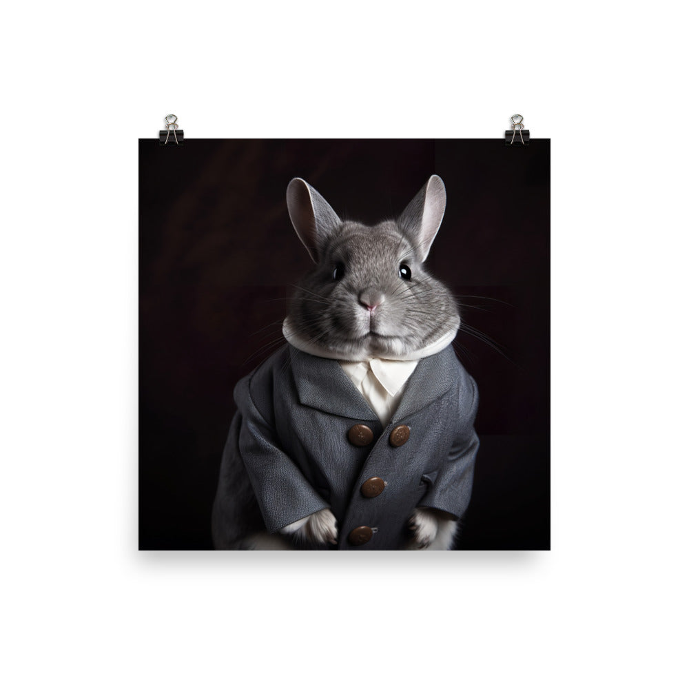 Chinchilla Bunny with a Stylish Pose Photo paper poster - PosterfyAI.com