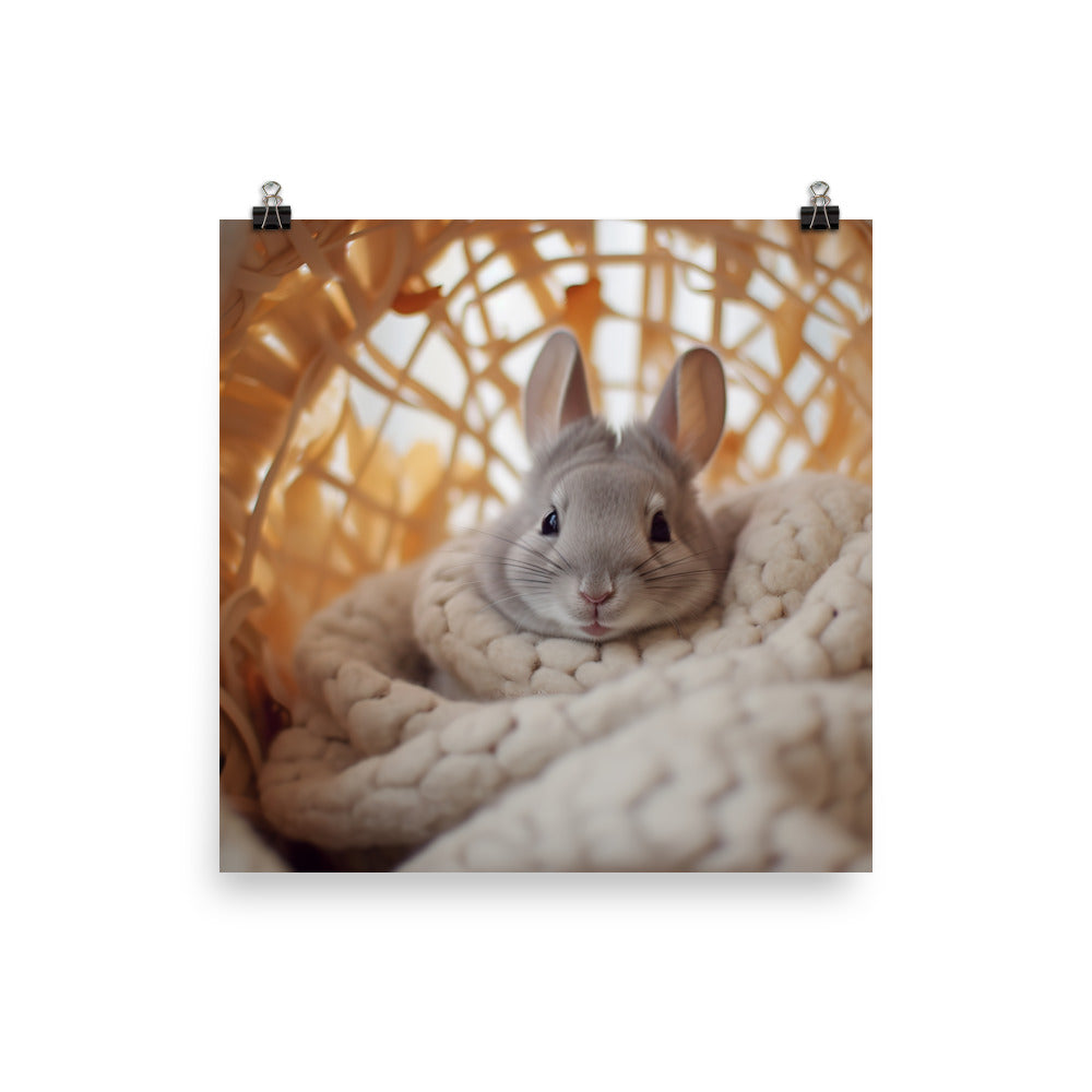 Chinchilla Bunny in a Cozy Setting Photo paper poster - PosterfyAI.com