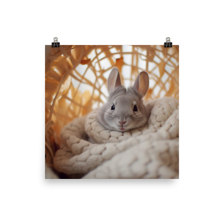 Chinchilla Bunny in a Cozy Setting Photo paper poster - PosterfyAI.com