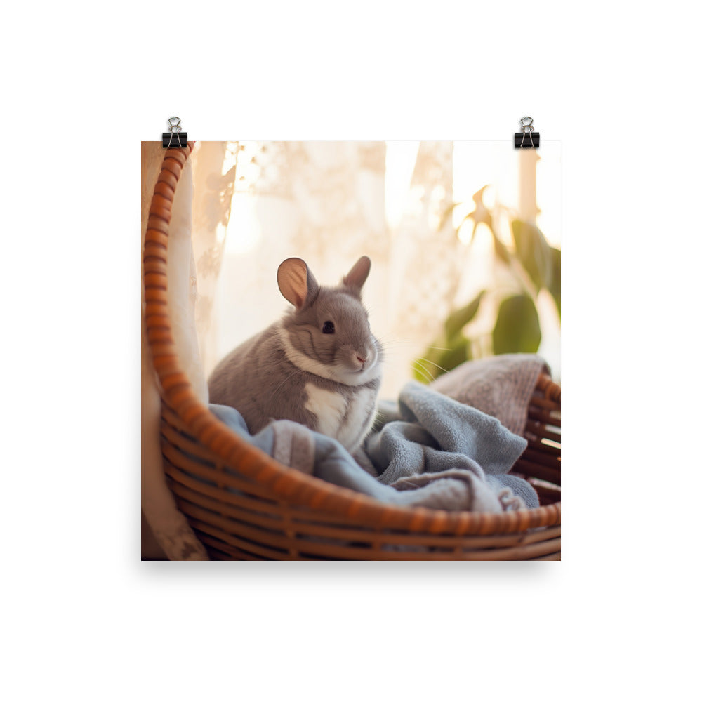 Chinchilla Bunny in a Cozy Setting Photo paper poster - PosterfyAI.com