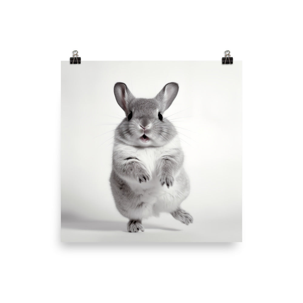 Chinchilla Bunny Enjoying a Playful Hop Photo paper poster - PosterfyAI.com