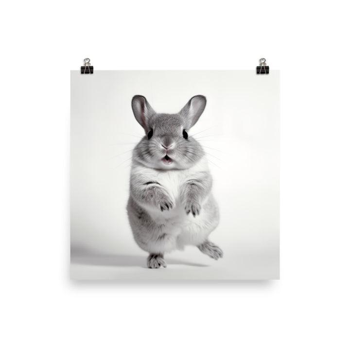 Chinchilla Bunny Enjoying a Playful Hop Photo paper poster - PosterfyAI.com