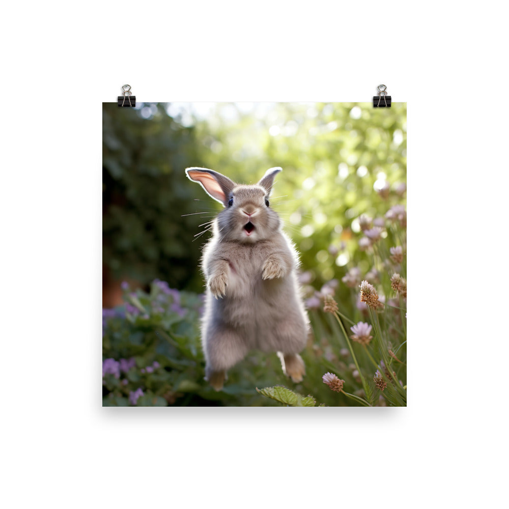 Britannia Petite Bunny Enjoying a Playful Hop Photo paper poster - PosterfyAI.com