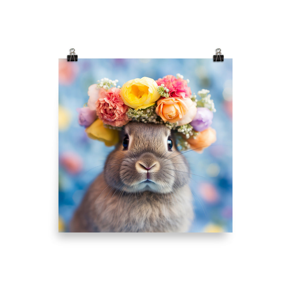 American Bunny with a Crown Photo paper poster - PosterfyAI.com