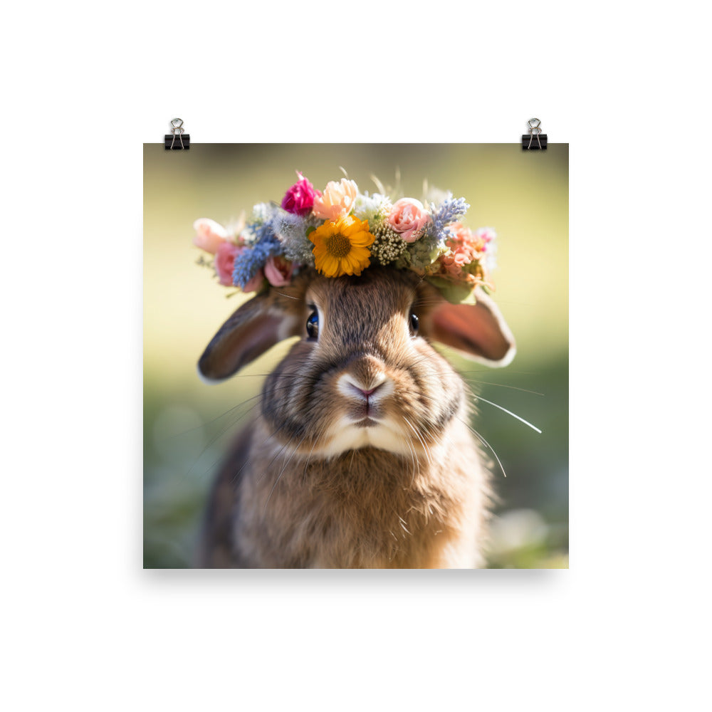 American Bunny with a Crown Photo paper poster - PosterfyAI.com