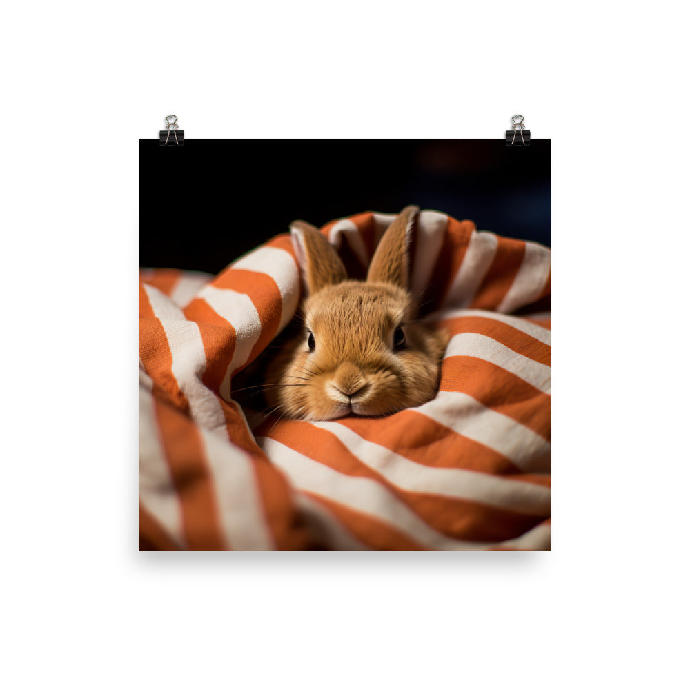 American Bunny Nestled in a Soft Blanket Photo paper poster - PosterfyAI.com