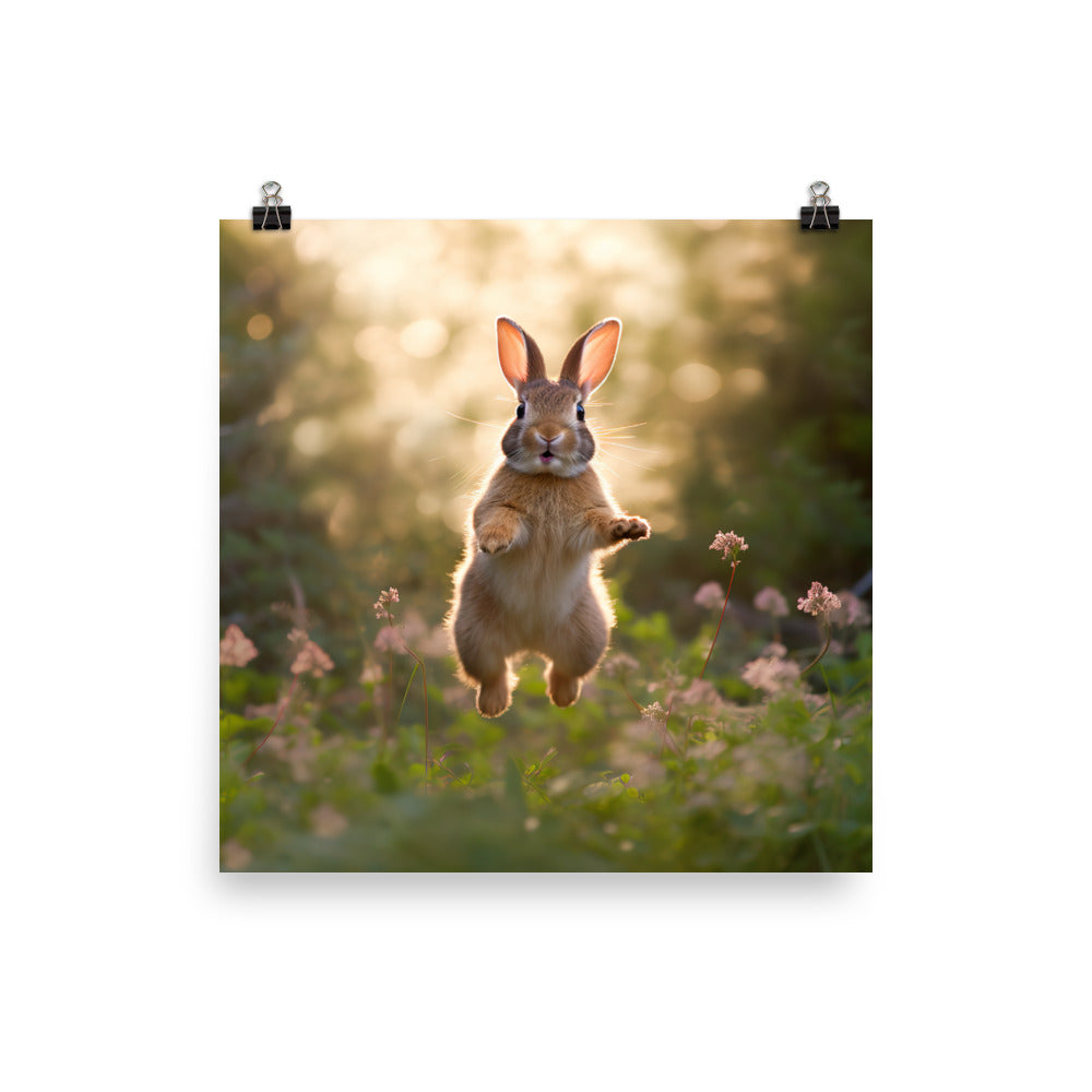 American Bunny Enjoying a Playful Hop Photo paper poster - PosterfyAI.com
