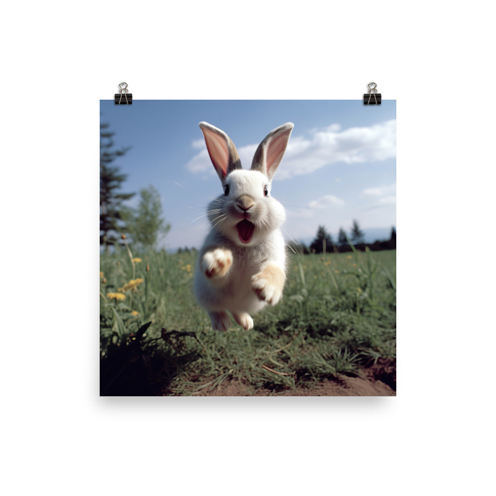 American Bunny Enjoying a Playful Hop Photo paper poster - PosterfyAI.com