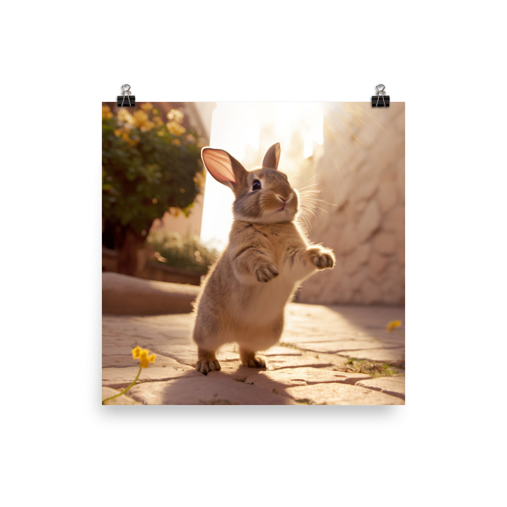 American Bunny Enjoying a Playful Hop Photo paper poster - PosterfyAI.com