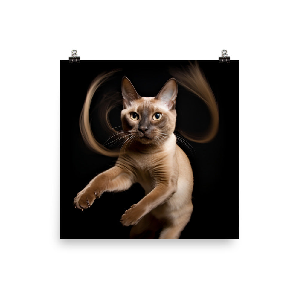 Tonkinese Cat in Action Photo paper poster - PosterfyAI.com