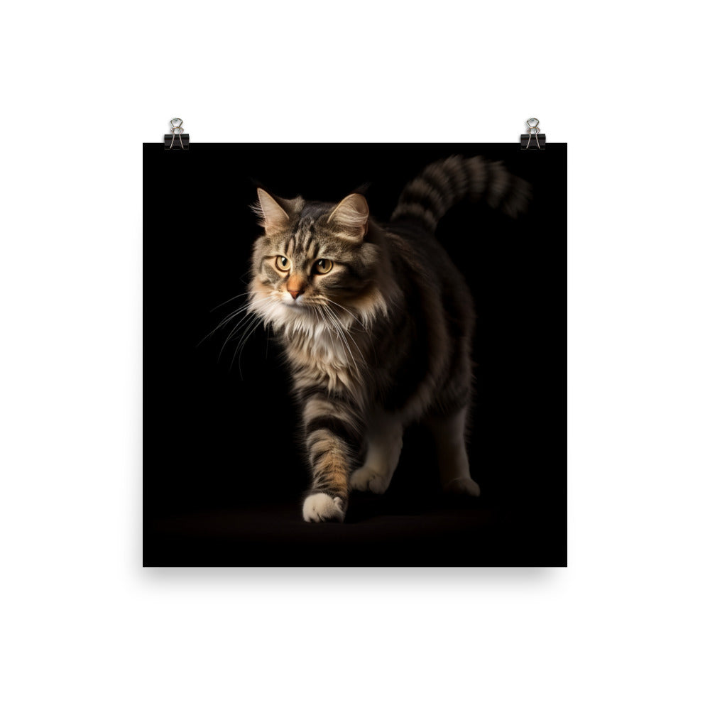 Playfulness of Manx Cat Photo paper poster - PosterfyAI.com
