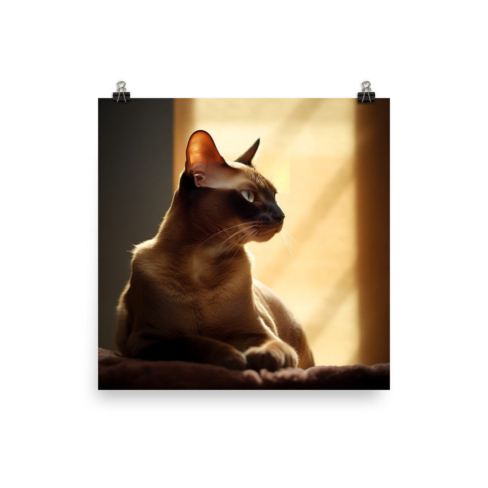 Tranquil Moments of Burmese Cat Photo paper poster - PosterfyAI.com