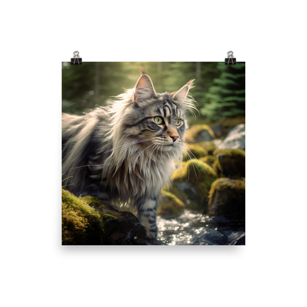Norwegian Forest Cat Photo paper poster - PosterfyAI.com