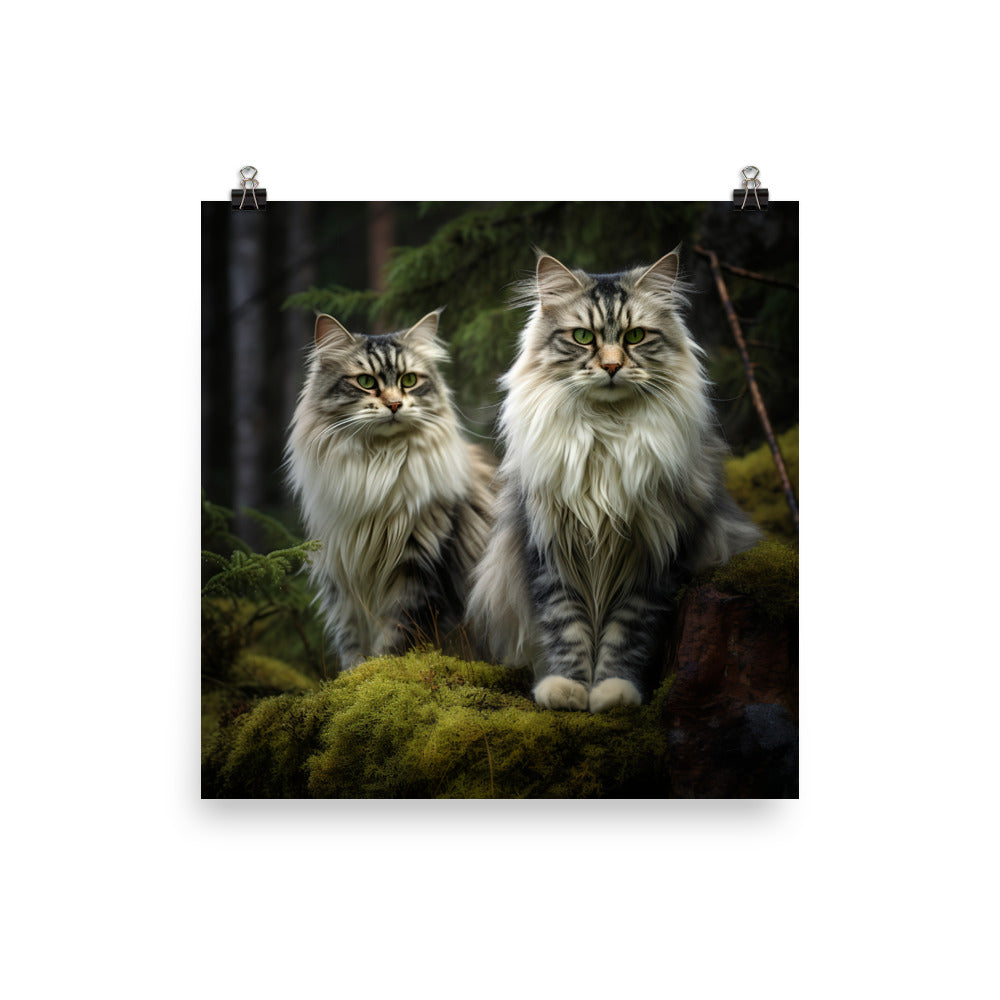 Norwegian Forest Cat Photo paper poster - PosterfyAI.com