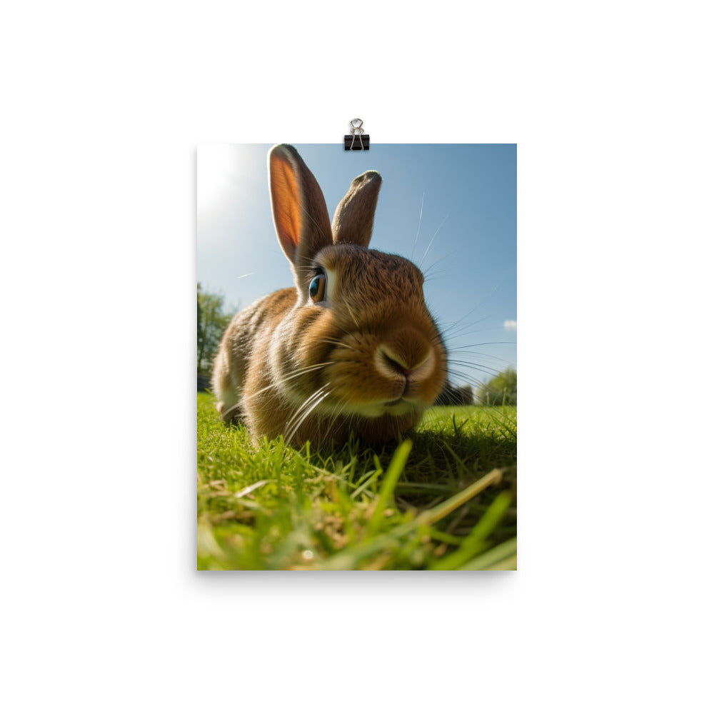 Flemish Giant Rabbit Outdoors Photo paper poster - PosterfyAI.com