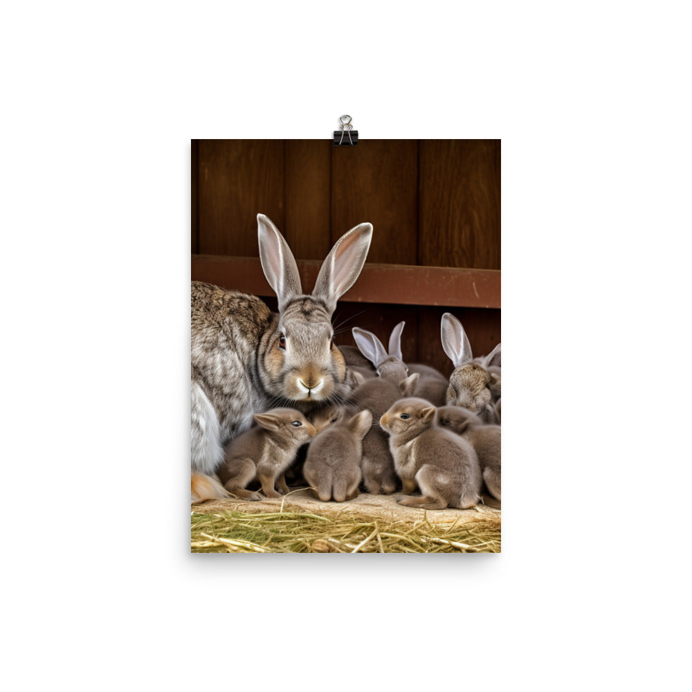 Flemish Giant Rabbit Family Time Photo paper poster - PosterfyAI.com