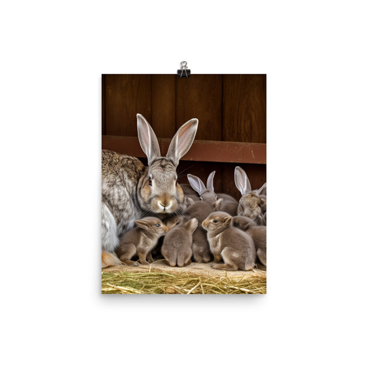 Flemish Giant Rabbit Family Time Photo paper poster - PosterfyAI.com