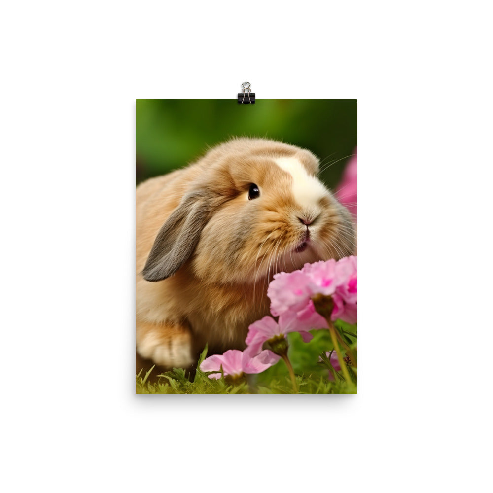 American Fuzzy Lop in the Garden Photo paper poster - PosterfyAI.com