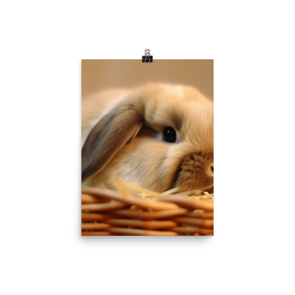 American Fuzzy Lop in a Basket Photo paper poster - PosterfyAI.com