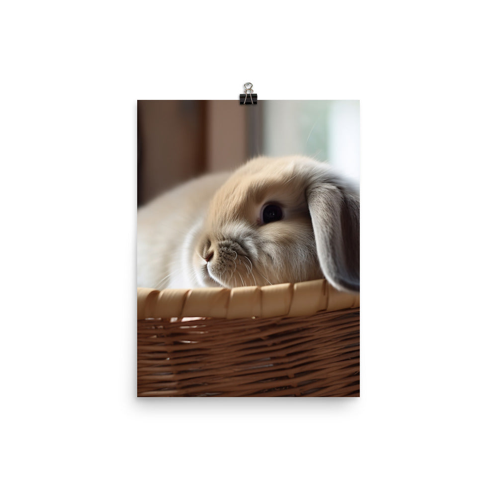 American Fuzzy Lop in a Basket Photo paper poster - PosterfyAI.com