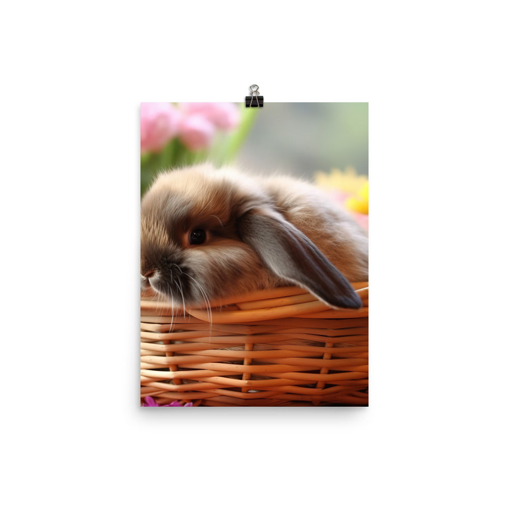 American Fuzzy Lop in a Basket Photo paper poster - PosterfyAI.com