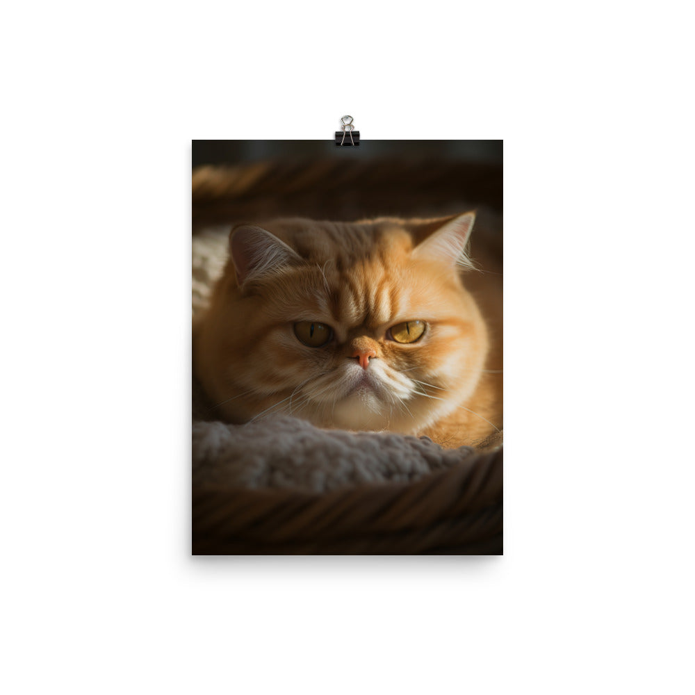 Exotic Shorthair Cat with Big Round Eyes Photo paper poster - PosterfyAI.com