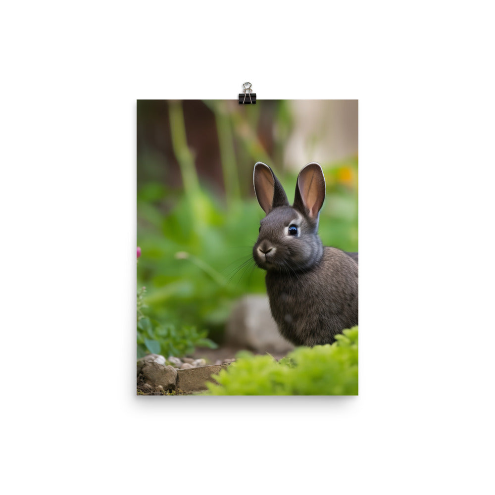Netherland Dwarf in the Garden Photo paper poster - PosterfyAI.com