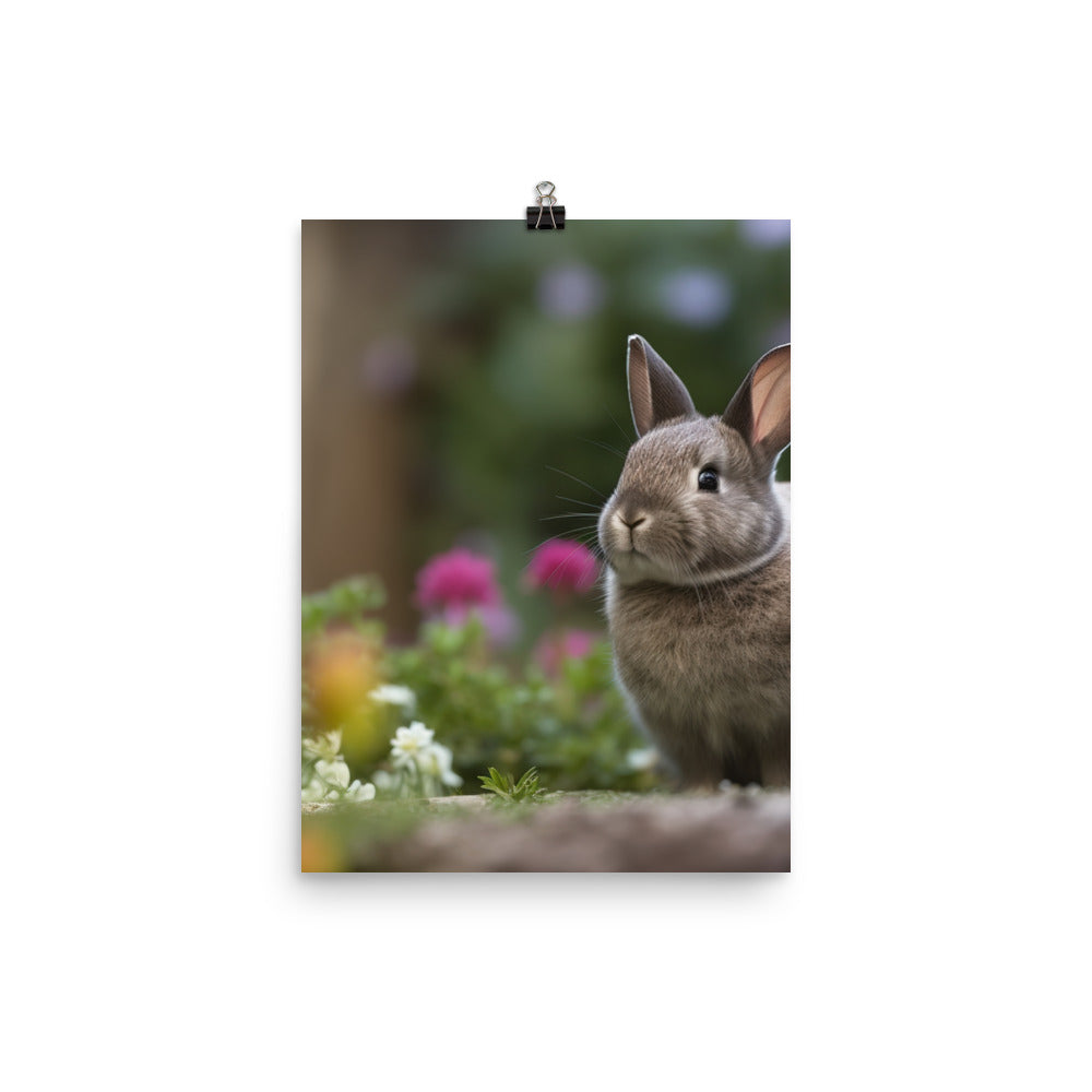 Netherland Dwarf in the Garden Photo paper poster - PosterfyAI.com